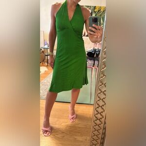 Elegant Green Halter Dress - size S/M